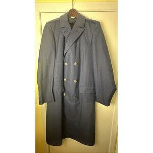 VTG GI US Air Force All Weather Coat Navy Blue Trench Coat With Lining Mens 39XL